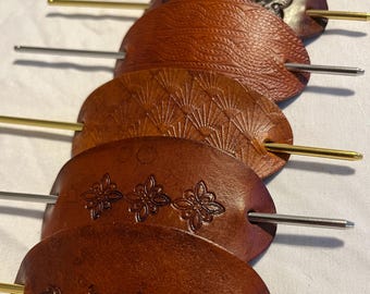 Große schokobraune Leder Haarnadel
