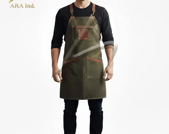 Handmade Full-Grain Leather Work Apron for Heavy-Duty Craft