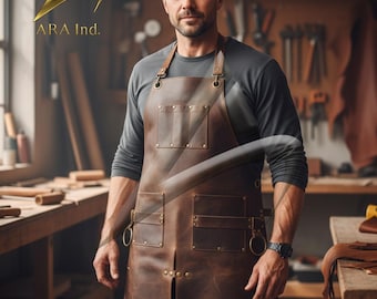 Handmade Full-Grain Leather Work Apron for Heavy-Duty Craft
