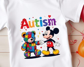 Mickey Mouse Autism Awareness DTF Transfer, Friendship Inclusion Design