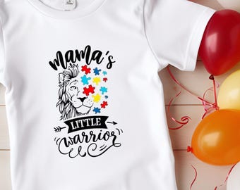 Mama's Little Warrior Autism Awareness DTF Transfer, Lion Design