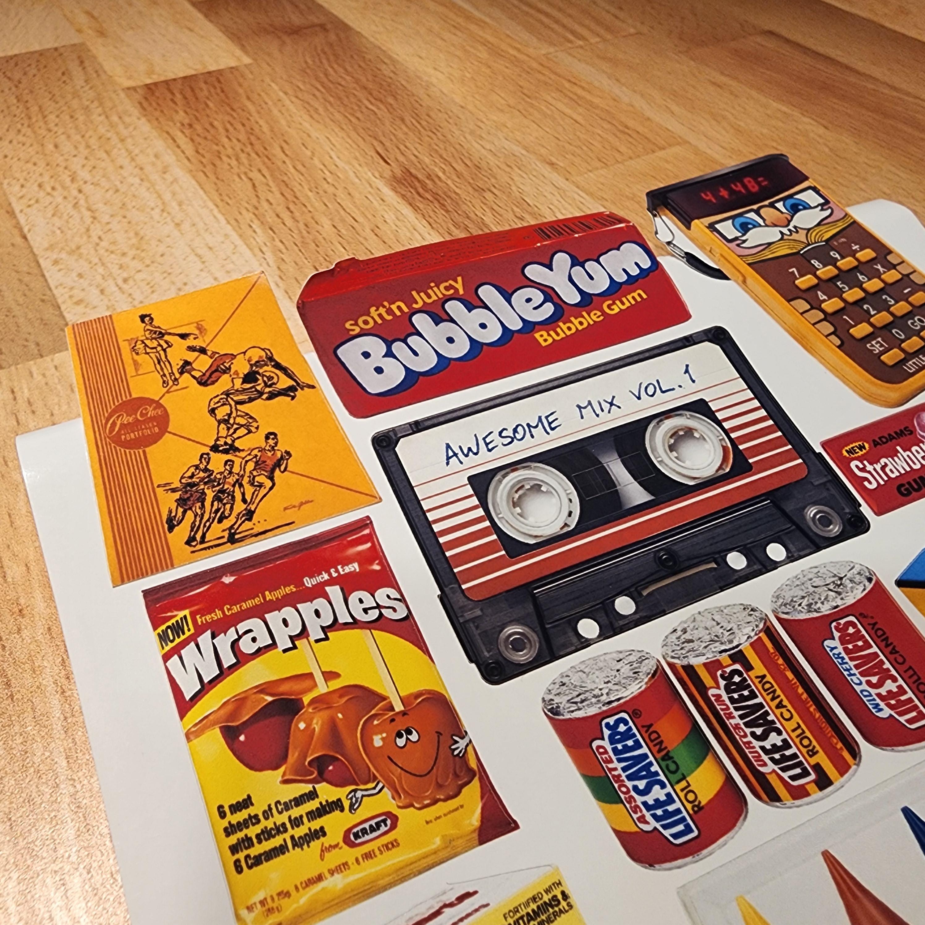 Borderless 80s Nostalgia Sticker Sheet – Retro Toys, Snacks & Games ...