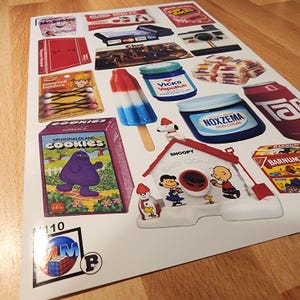 Borderless 80s Nostalgia Sticker Sheet – Retro Toys, Snacks & Childhood Favorites, Glossy Vinyl image 2