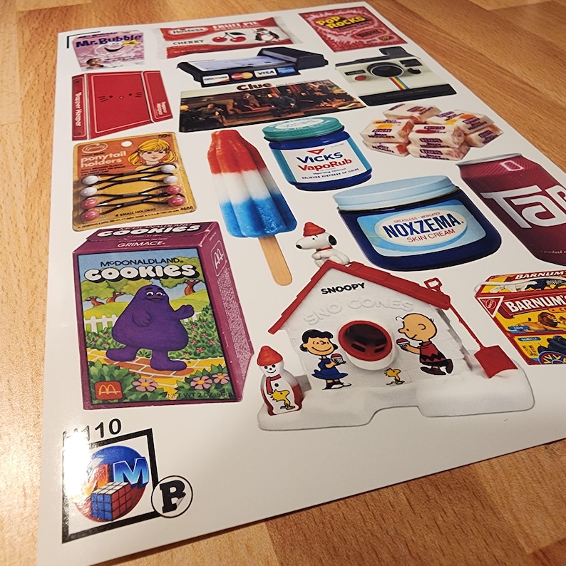 Borderless 80s Nostalgia Sticker Sheet – Retro Toys, Snacks & Childhood Favorites, Glossy Vinyl image 2