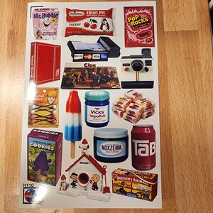 Borderless 80s Nostalgia Sticker Sheet – Retro Toys, Snacks & Childhood Favorites, Glossy Vinyl image 3