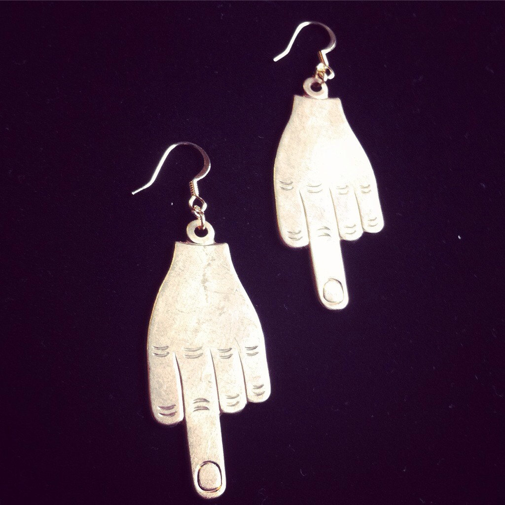 Middle Finger Earrings Etsy