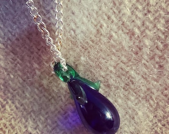 Glass Eggplant Necklace