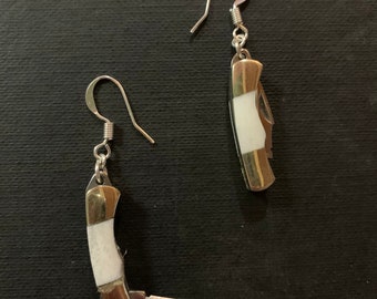 Mini Bone Handle Knife Earrings