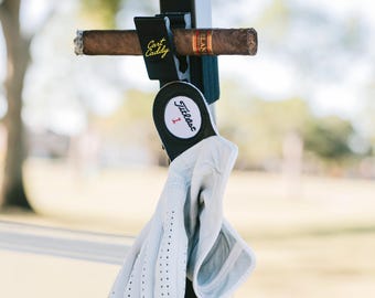 Cart Caddy Golf Glove and Cigar Holder | Fathers Day Gift for Golfer Dad | Golf Cart Accessory | Velcro Mount Glove Dryer Cigar Rest