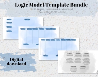 Logic Model Template (Fillable PDF, Visio) for Program Planning and Development Business (Public Health, Organization, Project)