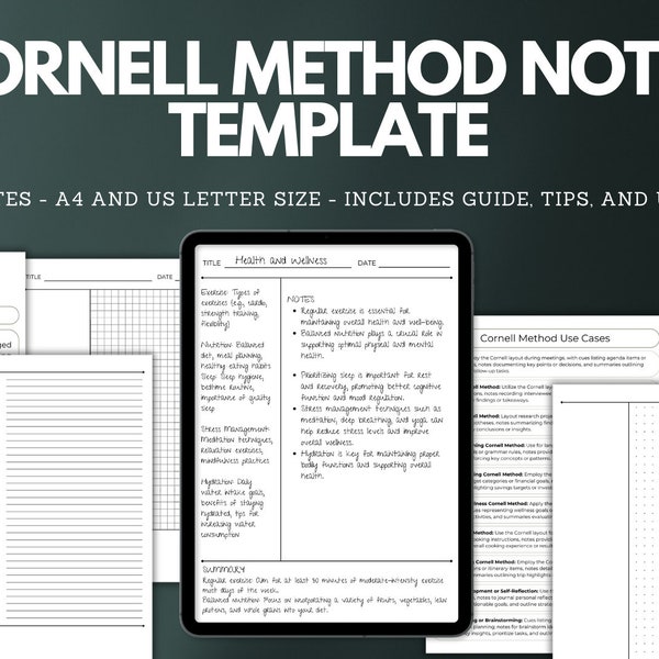 Cornell Method Notes Templates and Guide, Tips, and Use Case - Etsy