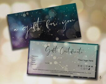 Gift Certificate Template - Dark Bokeh (Printable, Customizable, Cosmic, Business, Organization, Chic, Modern, Abstract, Editable, Fun)