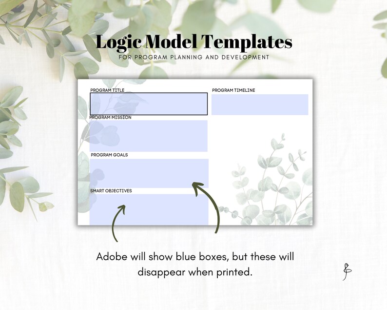 Logic Model Template fillable and Editable for Program Planning and