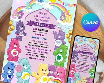 Troetelbeer babyshower flyer, troetelbeertjes verjaardagsuitnodiging, sjabloon digitale feestuitnodigingen, bewerkbaar