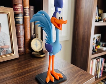 Road Runner Inspired 3D Printed Statue | Cartoon Bird Collectible | Looney Tunes Style Desk Decor | Large 11” Display Figure