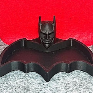 Batman Inspired Trinket Tray / Superhero Decor / Comic Book Fan Gift / 3D Printed / Nerd Room Decor Black