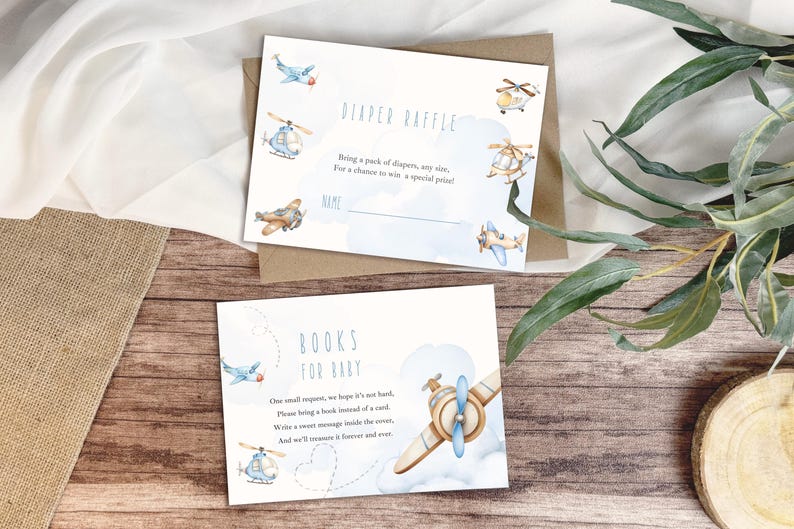Airplane Baby Shower Invitation Set, Cleared for Landing Invite,diaper ...