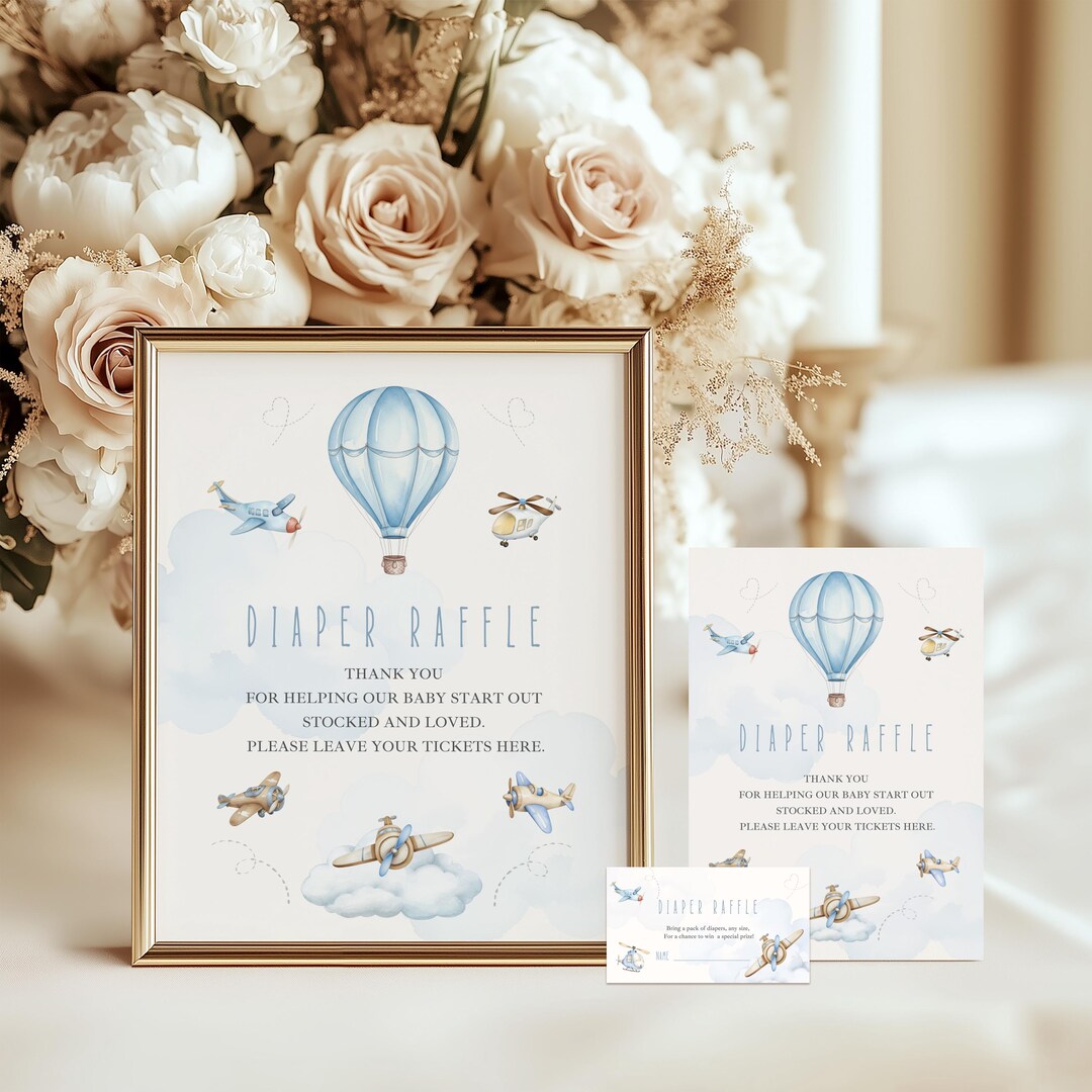 Airplane Baby Shower Diaper Raffle, Editable Canva Template (digital ...