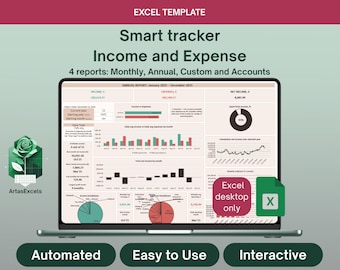 Smart Income and Expense Tracker Excel | Personal Finance Tracker | Monthly Annual Custom Reports — Warm Beige