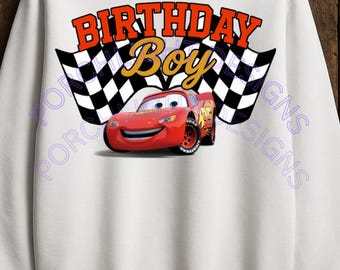 Race Car Birthday Boy PNG | Checkered Flag Design (Digital Download)