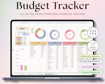 Google Sheets Budgetspårare Månads- och årsöversikt Nybörjarvänlig budgetmall Inkomst- och utgiftsspårare Finanskalkylblad