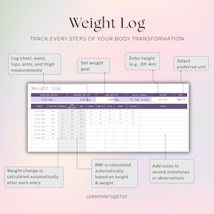 Ultimat träningsplanerare Kalkylblad Viktminskningsspårare Näringslogg Styrkelyftningsträning Pilates Träningsspårare Google Sheets bild 5
