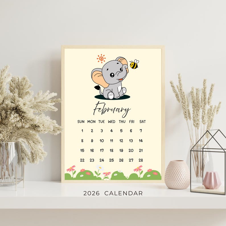 Kids Calendar Printable 2026, Cute and Fun Monthly Calendars for Kids ...