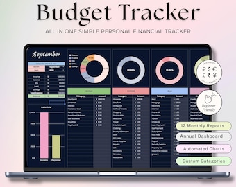 Årlig och månatlig budgetspårning Google Sheets Nybörjarvänlig budgetmall Inkomst- och utgiftsspårning Finanskalkylblad