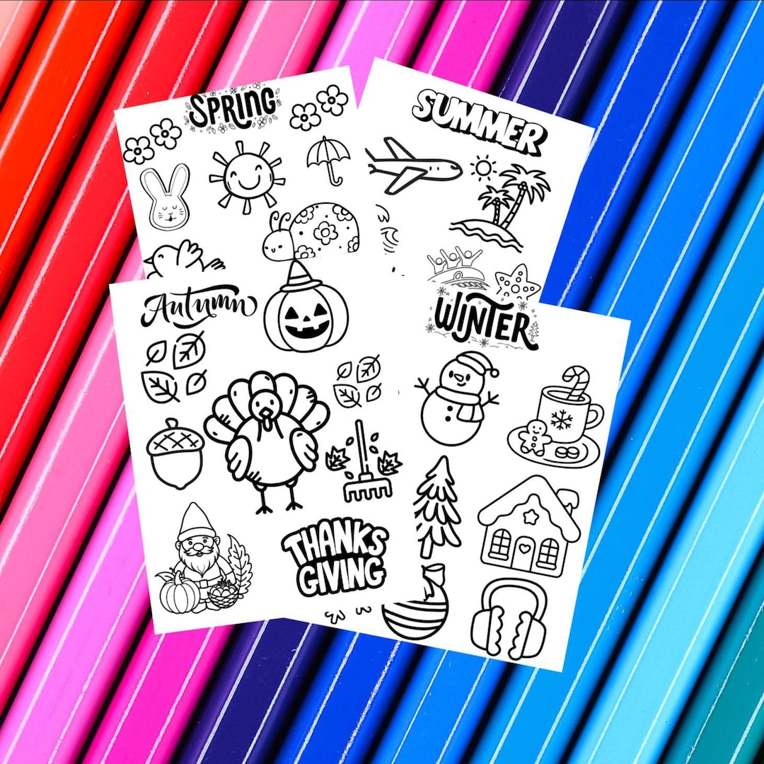 Four (4) Seasons Coloring Pages - Spring, Summer, Autumn (fall), Winter ...