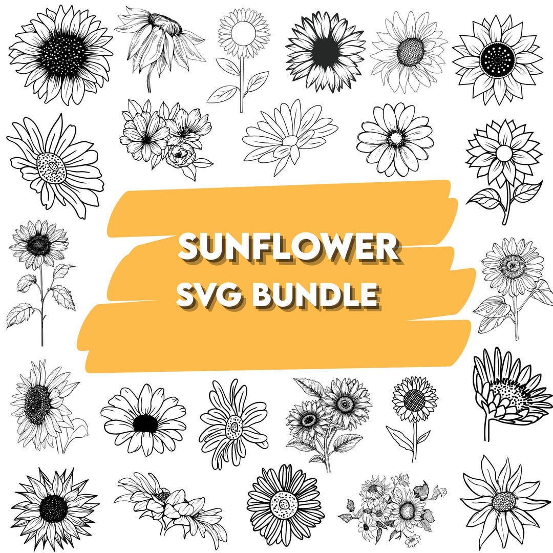 Sunflower SVG Bundle: Boho Floral Cut Files for Cricut (commercial Use ...
