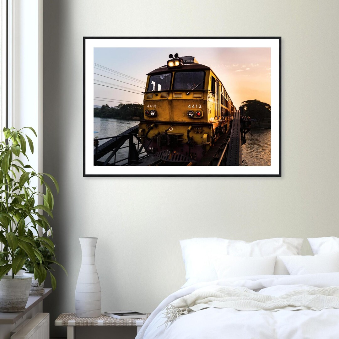 Golden Sunset Train Framed Wall Art – Railway Landscape Photography ...