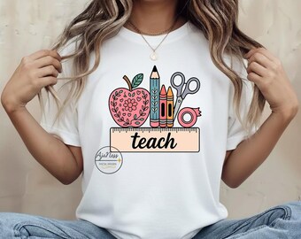 Teacher shirt design PNG – School Supplies Clipart (Digital Download)