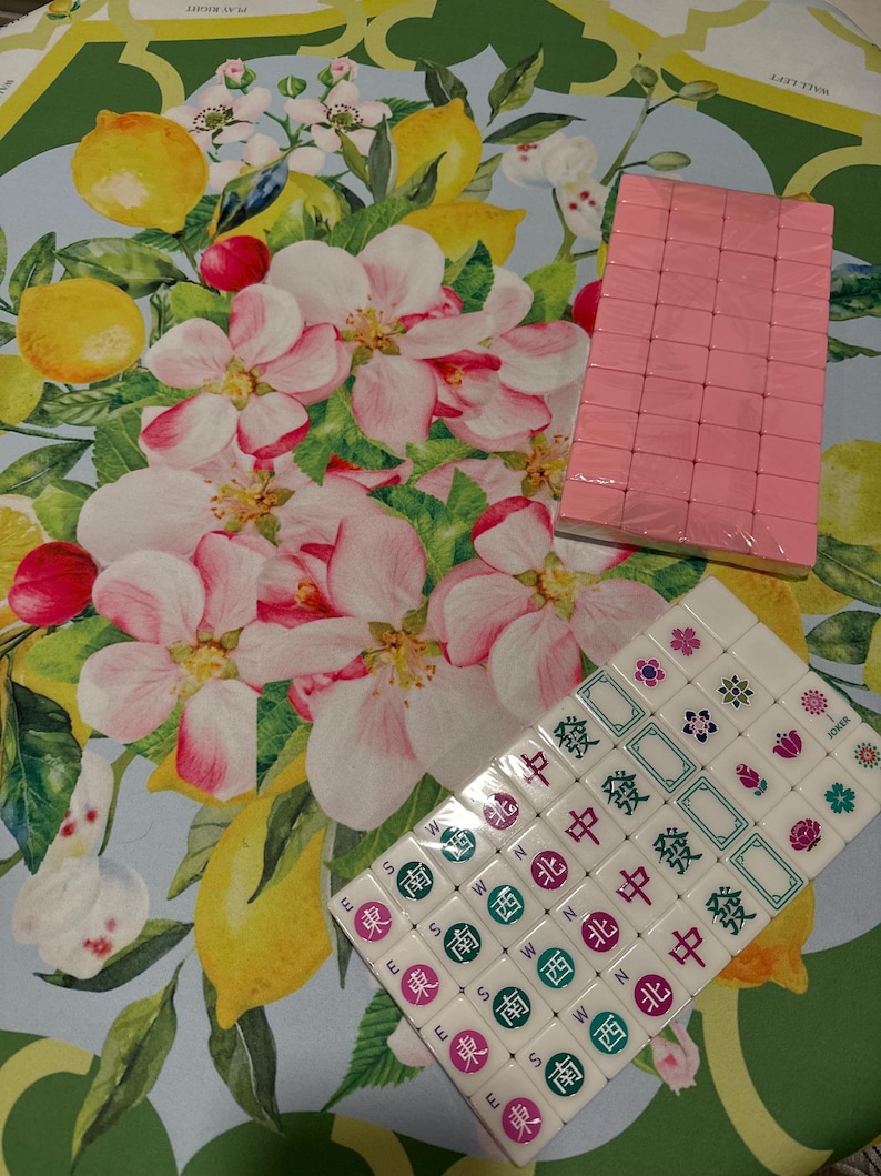 Lemon Springtime Mahjong Mat- shipping is included, rolled in a box image 3