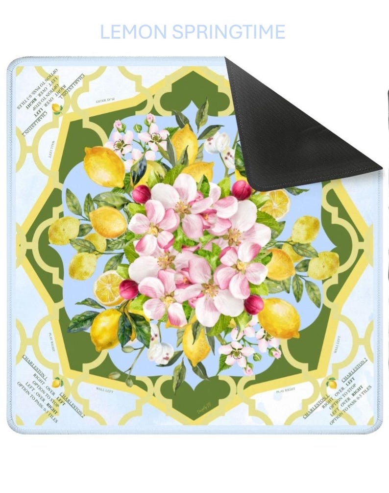 Lemon Springtime Mahjong Mat- shipping is included, rolled in a box image 2