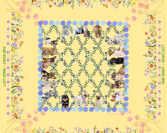 Tapete de Mahjong Puppourri Garden – Cachorros de diseño, flores silvestres, huellas de patas - ¡EN VENTA!