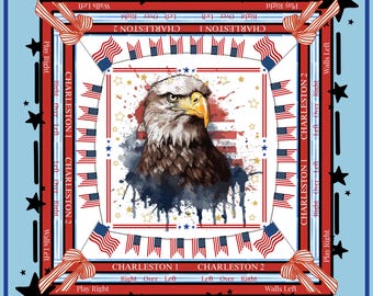Let Freedom Ring Mahjong Mat: Patriotic Eagle, American Flag Design, 33" Game Surface