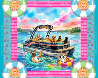 Lake Days with Pups Mahjong Mat