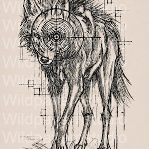 Wolf, Wolf Wall Art, Modern Wolf Print, Black and White Wildlife Art, Printable Digital Download