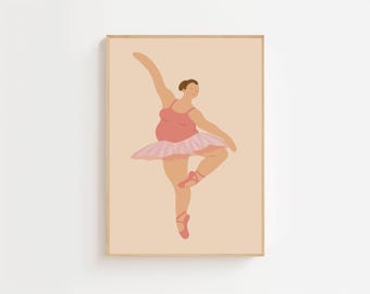 Body Positive Ballerina Art Print, Minimalist Dance Illustration Hand Drawn (Digital Download)