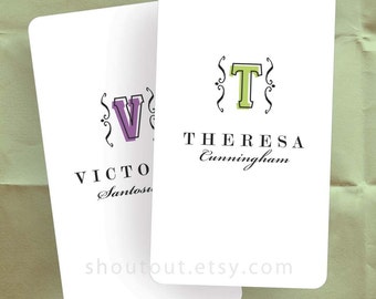 Modern Monogram Business Cards, Shop Cards, Calling Cards, Personalized Stationery, Made to Order / 250 Business Cards