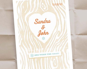 Custom Save the Date Wedding Invitations, Save the Date Postcards, Personalized Woodgrain Design, Rustic Wedding, Woodlands / 100 Postcards