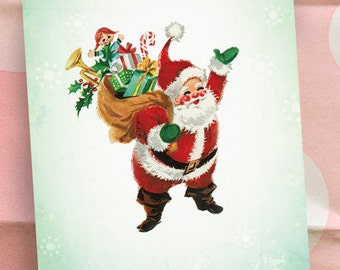 Vintage Santa Christmas Cards, Naughty or Nice Retro Holiday Cards, Jolly Saint Nick, Merry Christmas to All / Set of 20