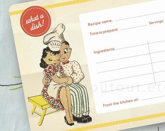 Vintage Style Recipe Cards, Bridal Shower Gift for Retro Bride, Chef Gift, Hostess Gift, Retro Home / Set of 20