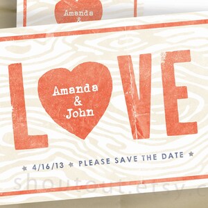 Custom LOVE Save the Date Invitations, Wedding Invitations, Personalized Rustic Boho Design, Engagement Party Invitation 75 Cards image 1