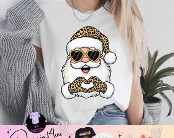 Leopard Santa PNG, Glam Christmas Clipart, Holiday Sublimation (Digital Download)