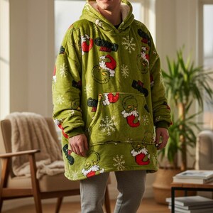 Sudadera con capucha tipo manta extragrande personalizada del Grinich – Sudadera de forro polar Sherpa imagen 4