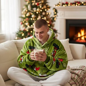 Sudadera con capucha tipo manta extragrande personalizada del Grinich – Sudadera de forro polar Sherpa imagen 2