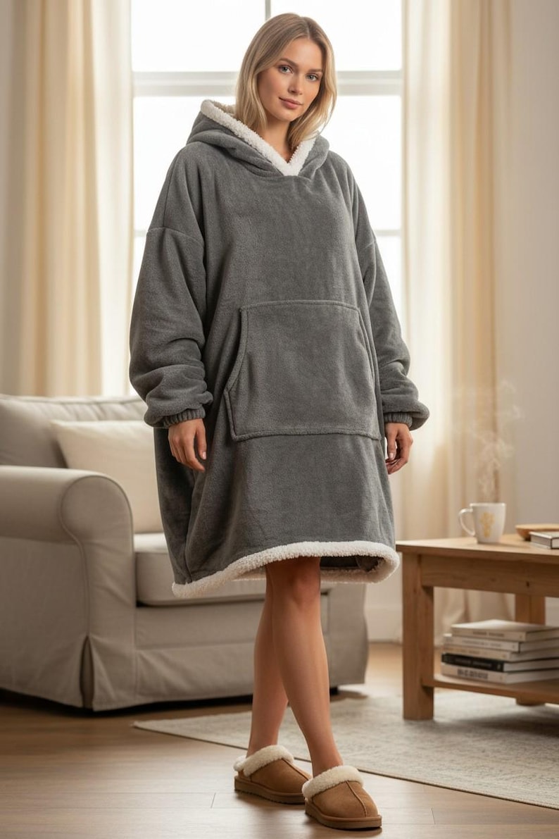 Sweat-shirt oversize à capuche et couverture - Polaire Sherpa Snugggie image 4