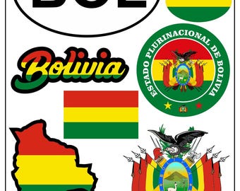 Bolivia Flag Stickers Set - 9-Pack Vinyl Decals For Car, Laptop, Bike & Bumper | Waterproof & UV Resistant Decal Set