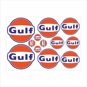 Gulf Racing Logo Sticker - 12 Piece Set - UV Printed Vinyl Car Sticker